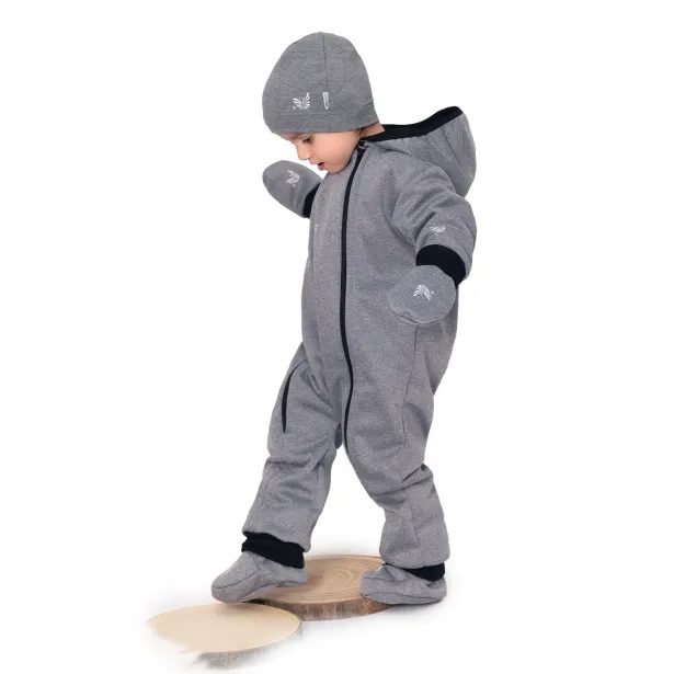 ESITO Rostoucí softshellová kombinéza s fleecem Šedý melír - šedá