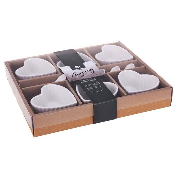 EXCELLENT HOUSEWARE Sada porcelánových misek se lžičkou 12 ks vlnovka úzká KO-798000050vluz