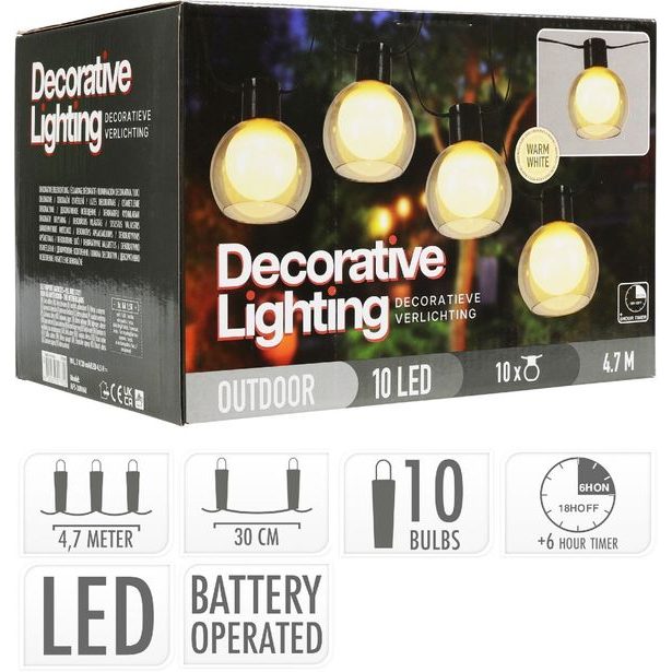 PROGARDEN Světelný řetěz lampiony LED 10 ks 4,7m KO-AF5300160