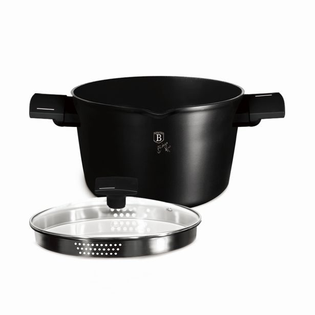 BERLINGERHAUS Kastrol s poklicí a titanovým povrchem a poklicí 24 cm Matte Black Collection LP-BH-255