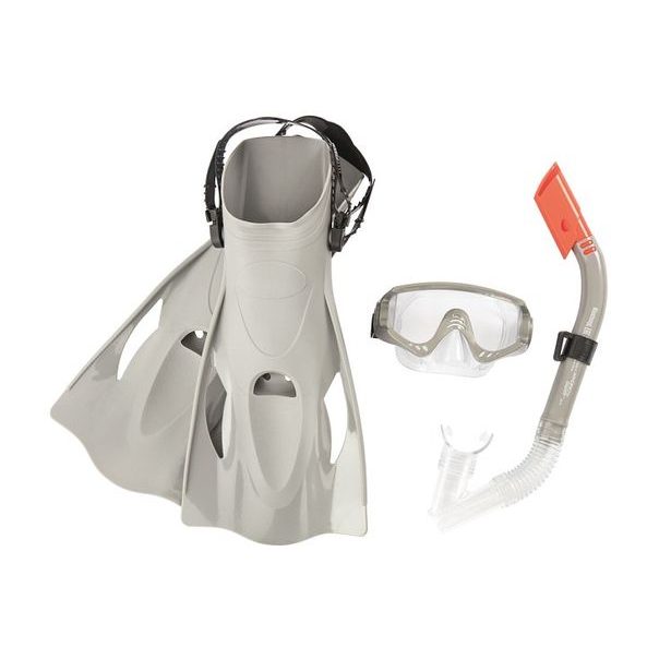 Šnorchlovací set - ploutve, brýle, šnorchl (šedý/modrý)