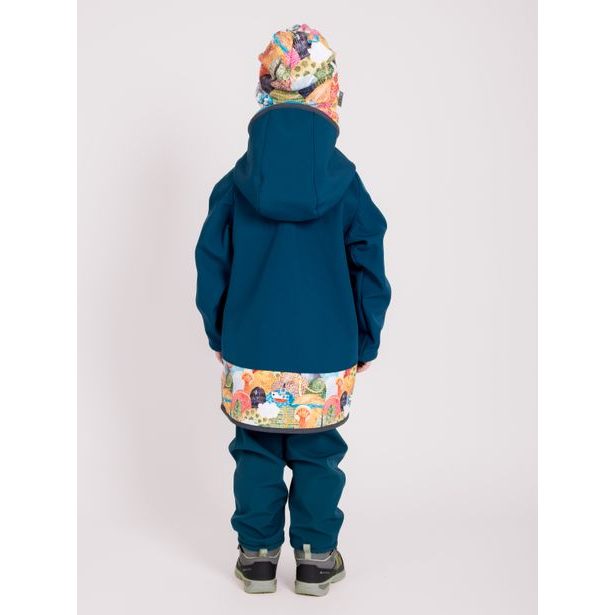 Unuo, Dětská softshellová bunda s fleecem Basic, Kobaltová, Veselé kopečky
