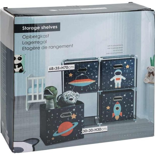 HOMESTYLING Skříňka se 4 boxy dětská vesmír KO-C80653180