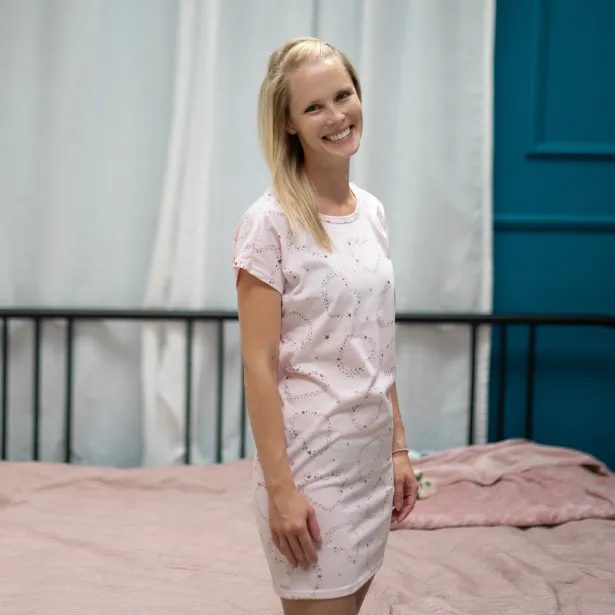 ESITO Dámská noční košile Hvězdné srdce - růžová