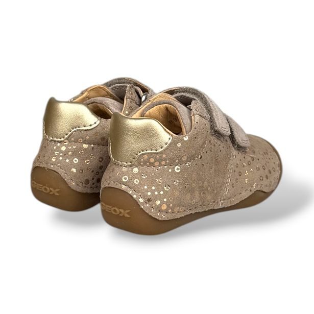 Béžové dívčí barefoot boty pro první kroky Geox Tutim