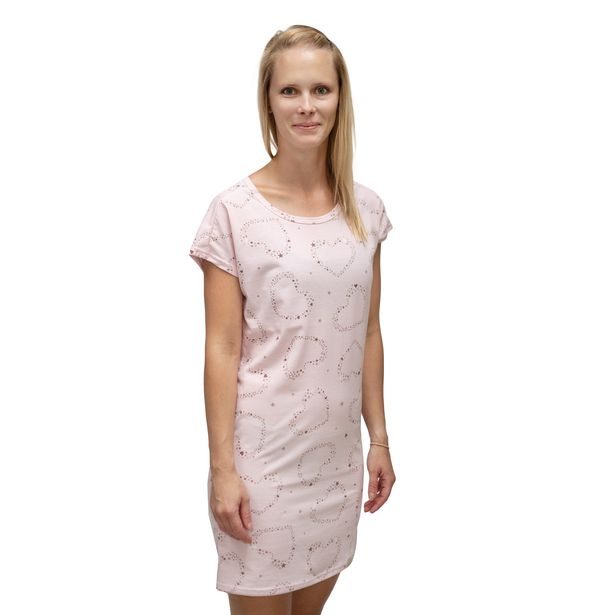 ESITO Dámská noční košile Hvězdné srdce - růžová