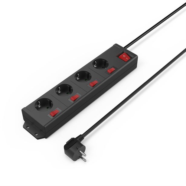Hama prodlužovací přívod XL, 4 zásuvky schuko, 5 vypínačů, 1,4 m, černá