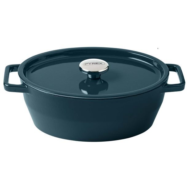 Pyrex KASTROL LITINOVÝ S POKL. 29CM, 5L TMAVĚ ZELENÁ