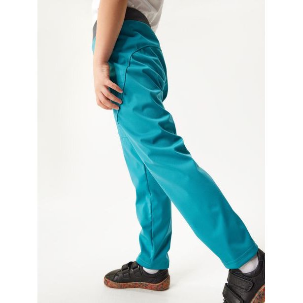 Unuo Dětské softshellové kalhoty bez zateplení pružné Sporty, Smaragdová