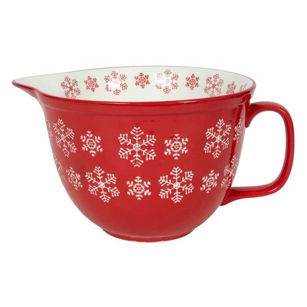 HIT MISKA ČERVENÁ S BÍLÝMI SNĚHOVÝMI VLOČKAMI 30*22*15