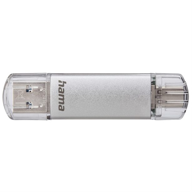 Hama Flash Pen Laeta, USB-C/USB-A 3.1, 128 GB, 40 MB/s, stříbrný