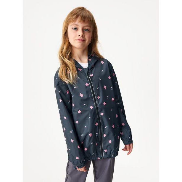 Unuo, Dětská bunda do deště, Černá, Květiny