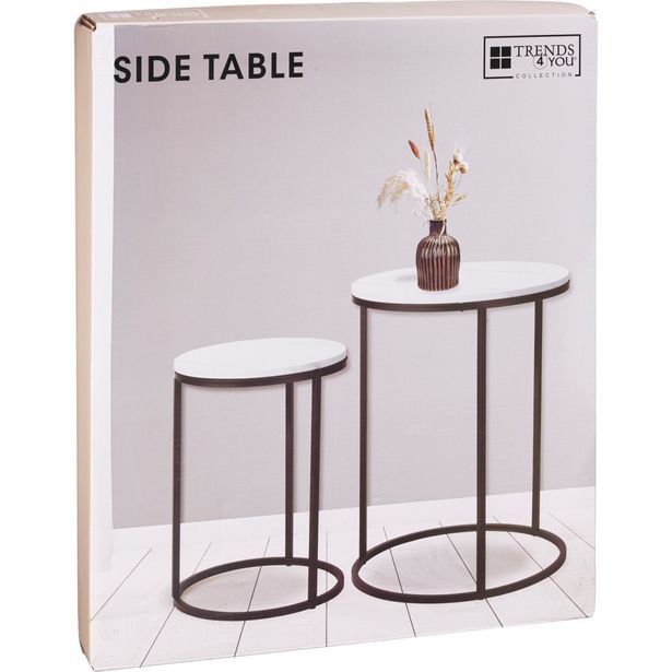 H & S COLLECTION Stolek odkládací kov/MDF bílá/černá KO-MB9000060