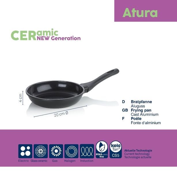 KELA Pánev s keramickým povrchem 20 cm ATURA černá KL-15163