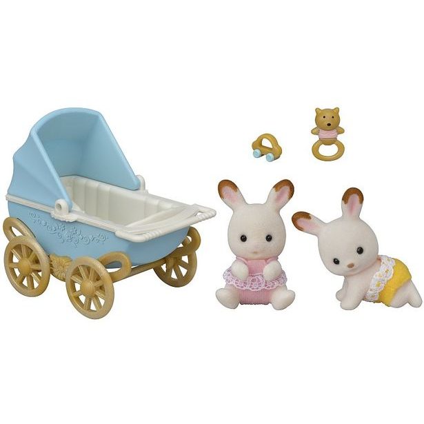 Sylvanian family Dvojčata Chocolate králíků s kočárkem