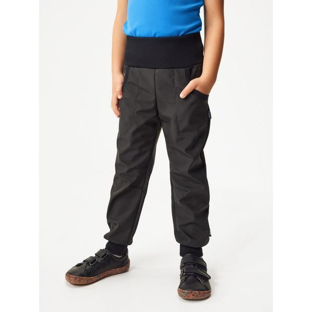 Unuo, Softshellové kalhoty s fleecem Street, Černá (Unuo Softshell kids trousers, black)