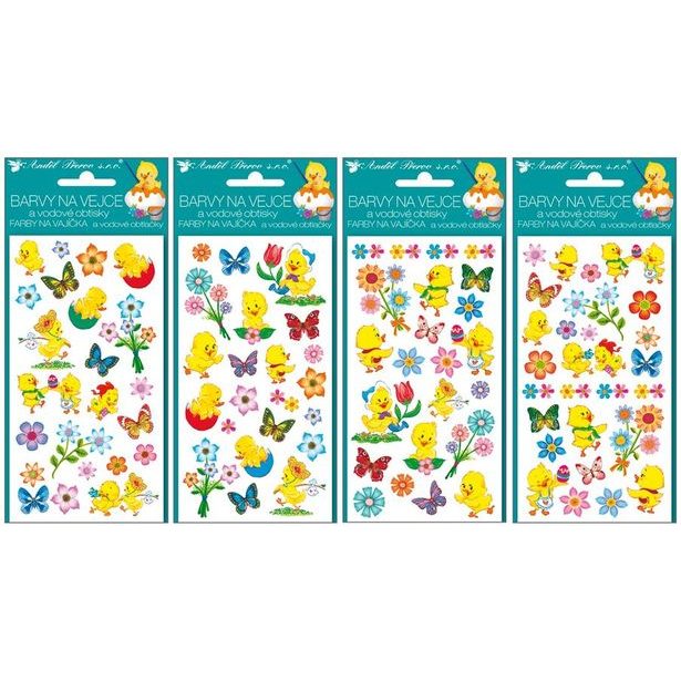 sada k dekor. vajec 4barvy + vod. obtisky