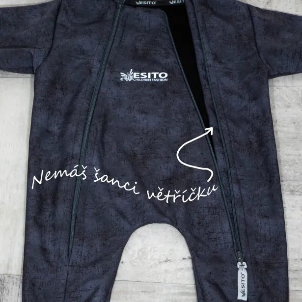 ESITO Rostoucí softshellová kombinéza s fleecem Spring flowers - černá