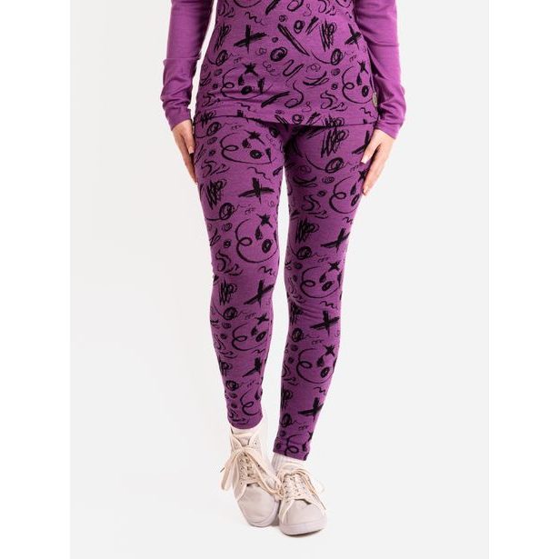 Unuo, Dámské merino legíny Nature, Ostružinová, Kresba