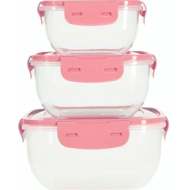 EXCELLENT HOUSEWARE Dóza na potraviny 3 ks růžová KO-024001550ruzo