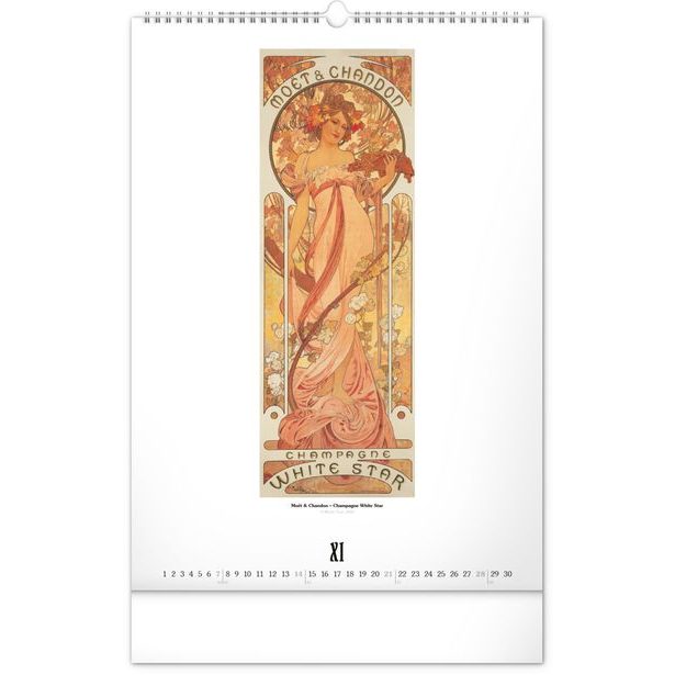 NOTIQUE Nástěnný kalendář Alfons Mucha 2027, 33 x 46 cm