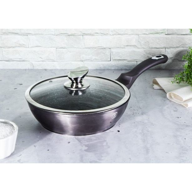 BERLINGERHAUS Pánev s poklicí s mramorovým povrchem 24 cm Carbon PRO Line BH-6895