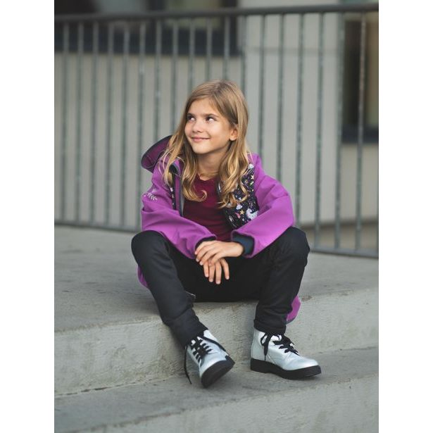 Unuo, Dětské softshellové kalhoty bez zateplení pružné Sporty, Černá