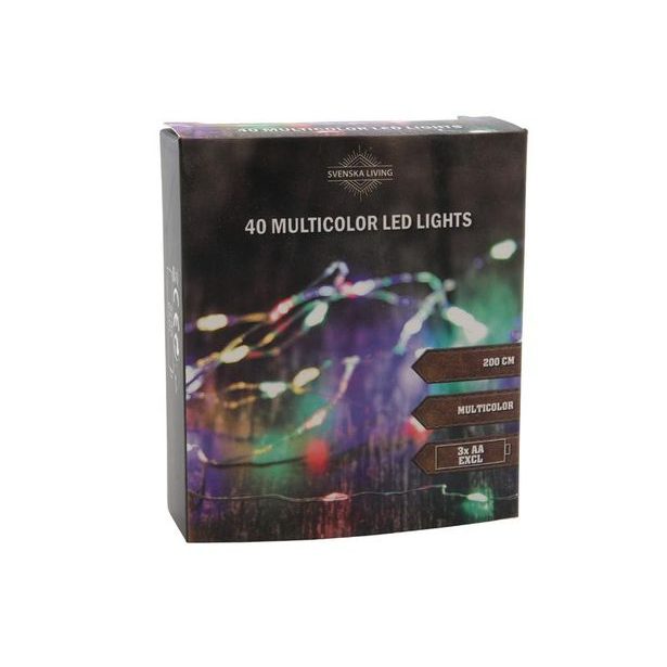 SVENSKA LIVING ŘETĚZ 40LED VÍCEBAREVNÝ 2M 3XAA