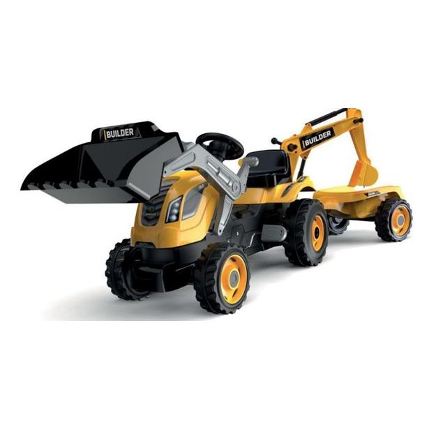 Šlapací traktor Builder Max s bagrem a vozíkem