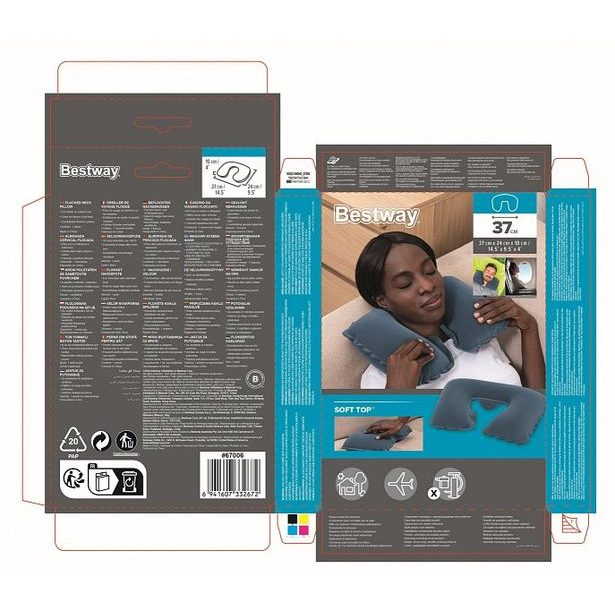 Nafukovací cestovní polštář podkova 37x24x10cm