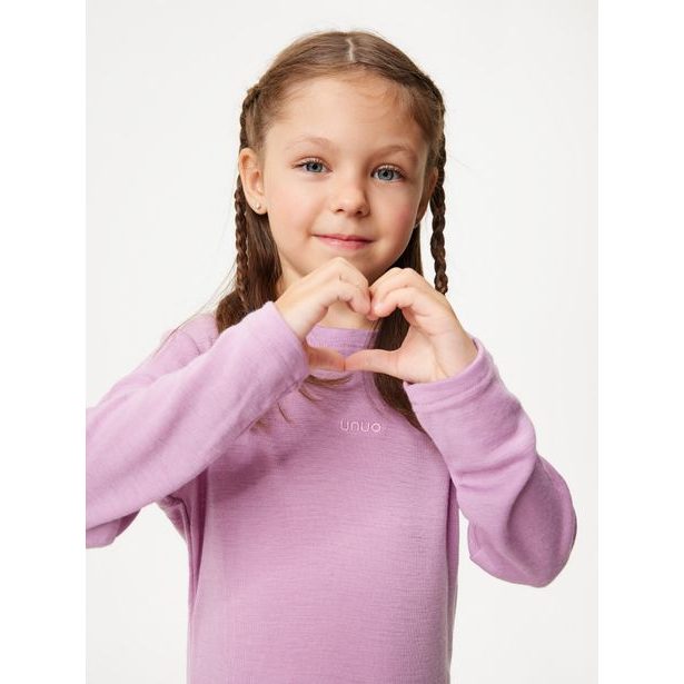 Unuo Dětské merino triko s dlouhým rukávem, Růžová