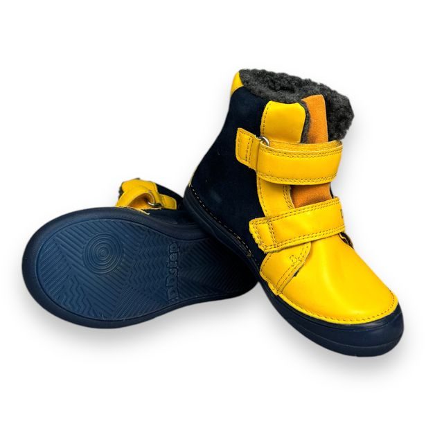 DDstep dětské zimní boty - žluté s dinosaurem