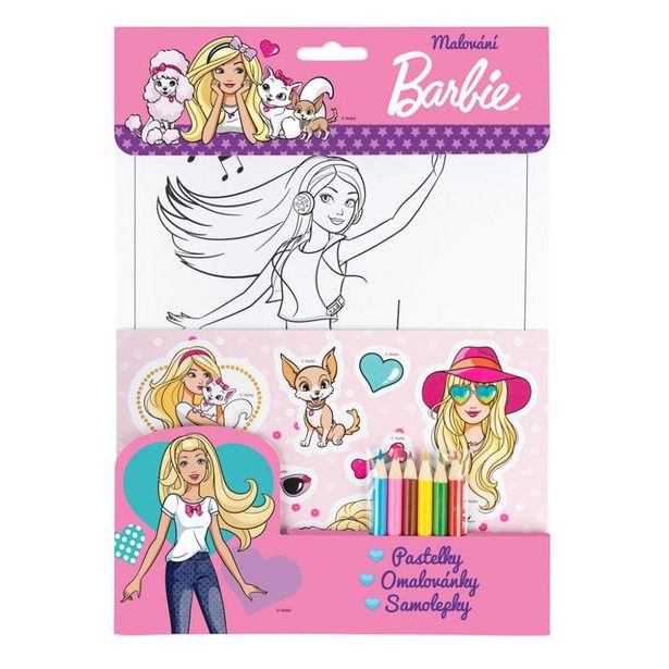 BARBIE – Omalovánky, pastelky, samolepky Baagl