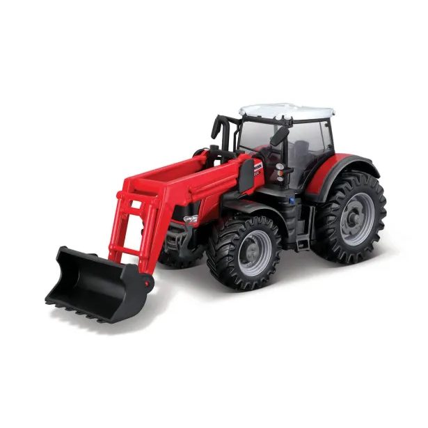 Bburago ASST 10cm Farm Tractor so zotrvačníkom a prednou lyžicou 4 druhy (12ks)