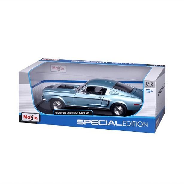 Maisto Maisto - Ford Mustang GT Cobra Jet FB 1968, metal modrá, 1:18