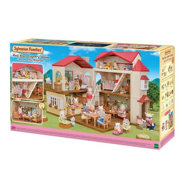 Sylvanian family Patrový dům s červenou střechou a se světly, nový