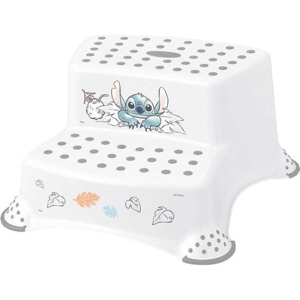 taburetka 2stup. 40x37,v.21cm, STITCH bílá, protiskluz., plast