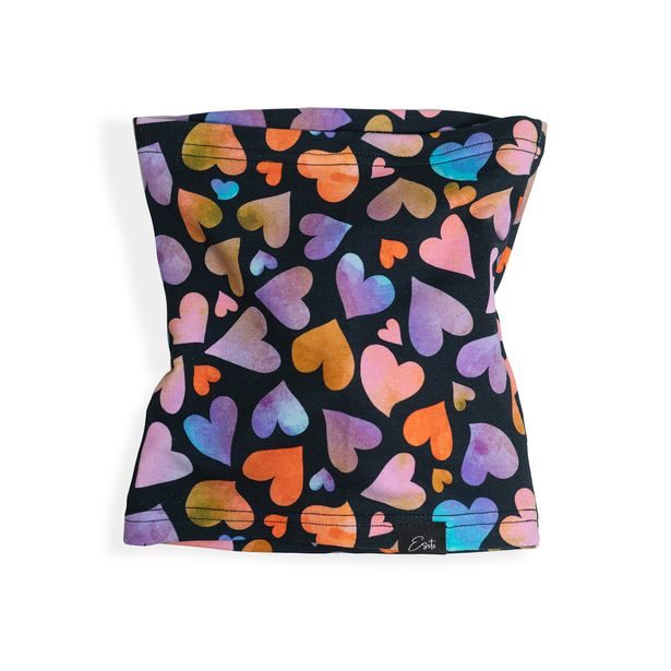 ESITO Bavlněný nákrčník Barevná srdce - černá