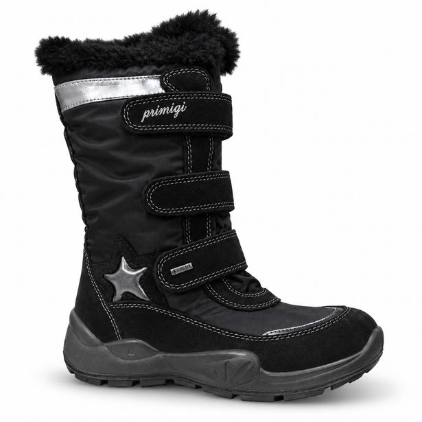 Primigi GORE-TEX dívčí zimní boty černé se stříbrnou hvězdou