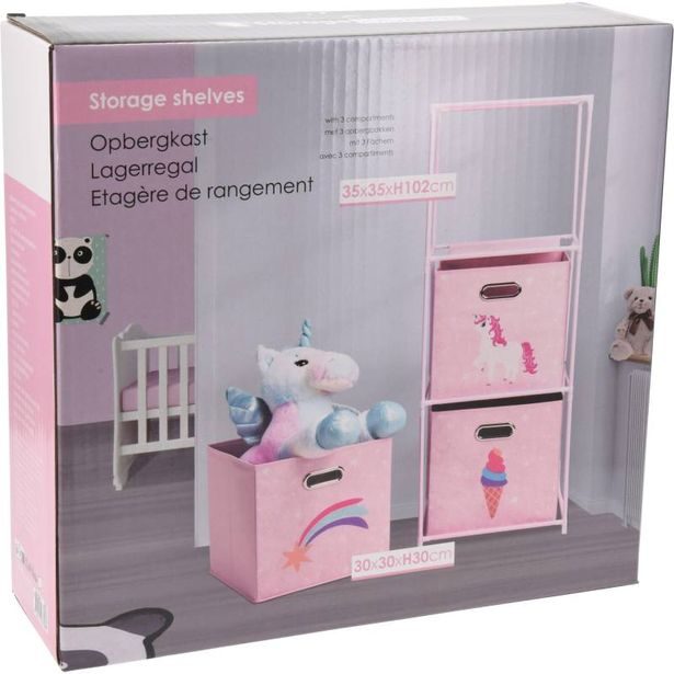 HOMESTYLING Skříňka se 3 boxy dětská růžová KO-C80653190