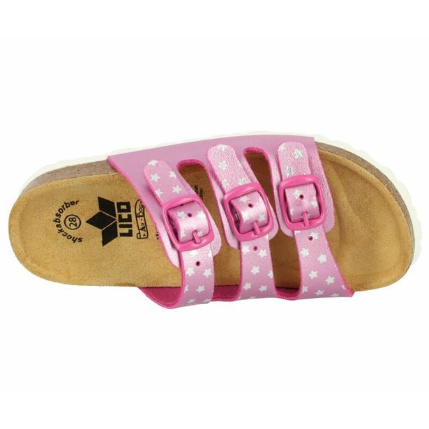 Dívčí pantofle LICO BIOLINE STAR pink/silber 560062 – korkové, anatomické