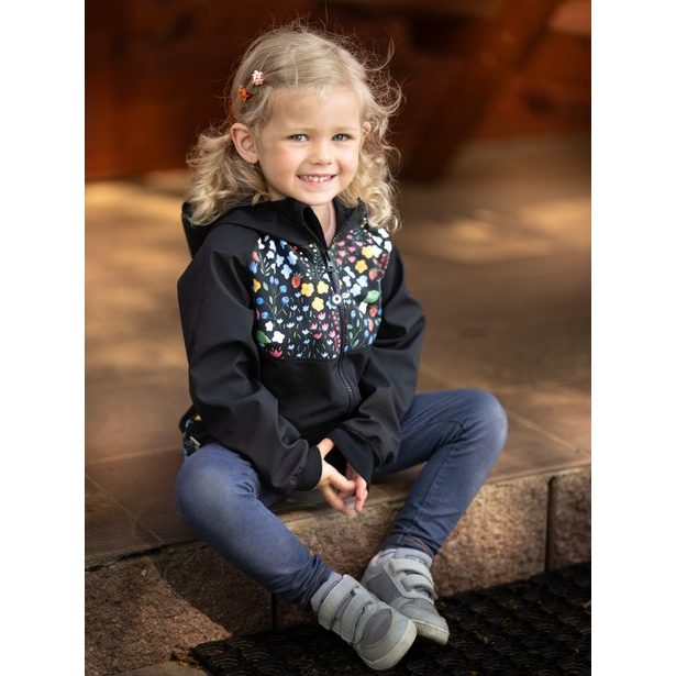 Unuo, Dětská softshellová bunda bez zateplení Basic, Černá, Zahrada