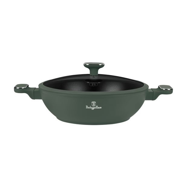 BERLINGERHAUS Pánev wok s poklicí a titanovým povrchem 30 cm Matte Green Collection BH-8160