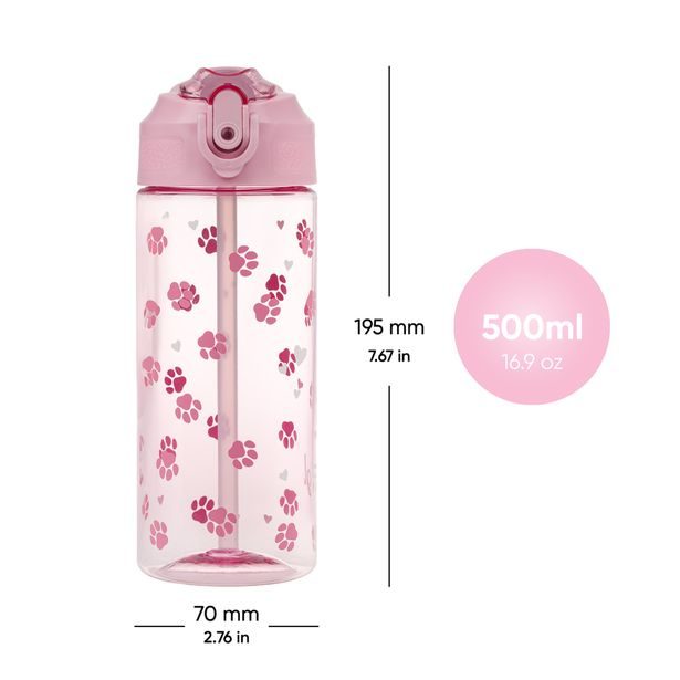 BAAGL Tritanová láhev na pití s brčkem Tlapky 500 ml