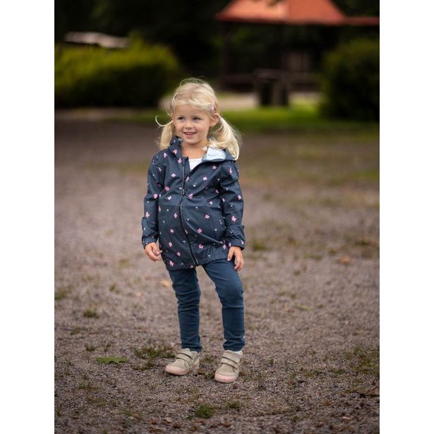 Unuo, Dětská bunda do deště, Černá, Květiny