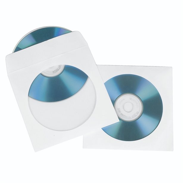 Hama papírové obaly pro CD/DVD, bílé, krabička na zavěšení, balení 50 ks (cena za balení)