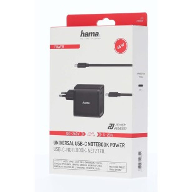Hama USB-C napájecí zdroj, Power Delivery, 5-20 V, 45 W