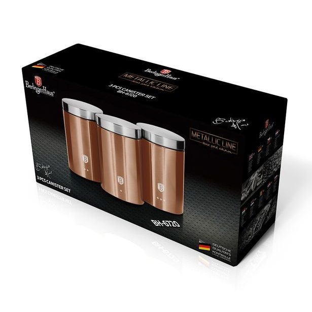 BERLINGERHAUS Dóza na potraviny sada 3 ks Rosegold Metallic Line BH-6720