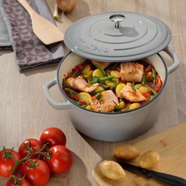 KELA Pekáč litinový s poklicí CALIDO 26 cm šedá KL-12607