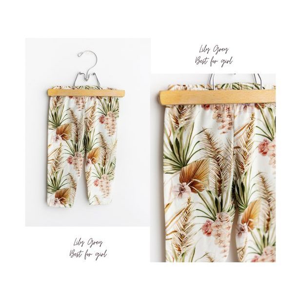 3/4 Legíny Lily Grey - Palmové listy